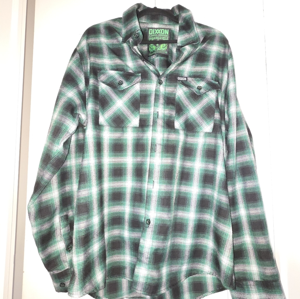 DIXXON Emerald Checkered Flannel Shirt